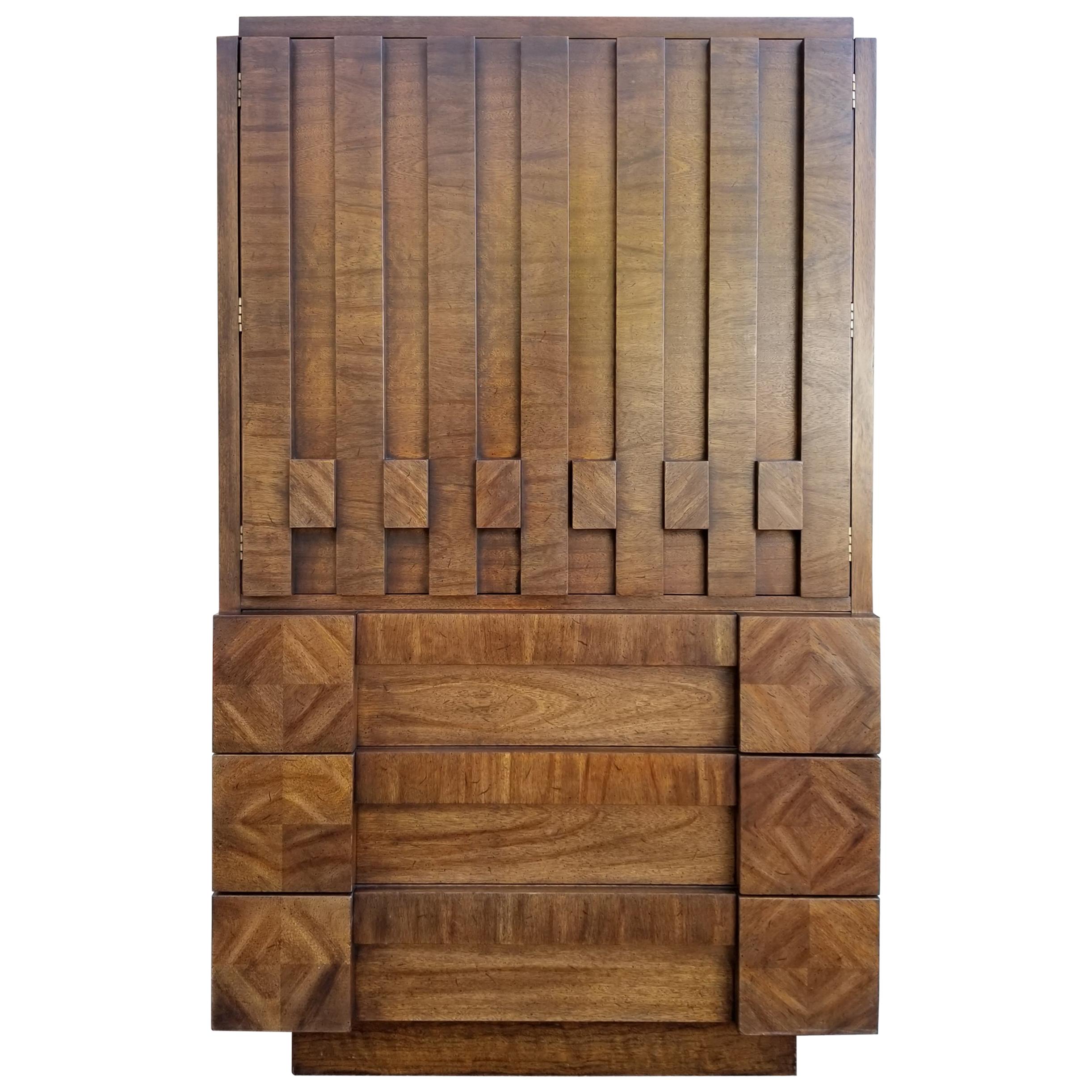 Lane Furniture "Staccato" Brutalist Tall Dresser or Chiffonier