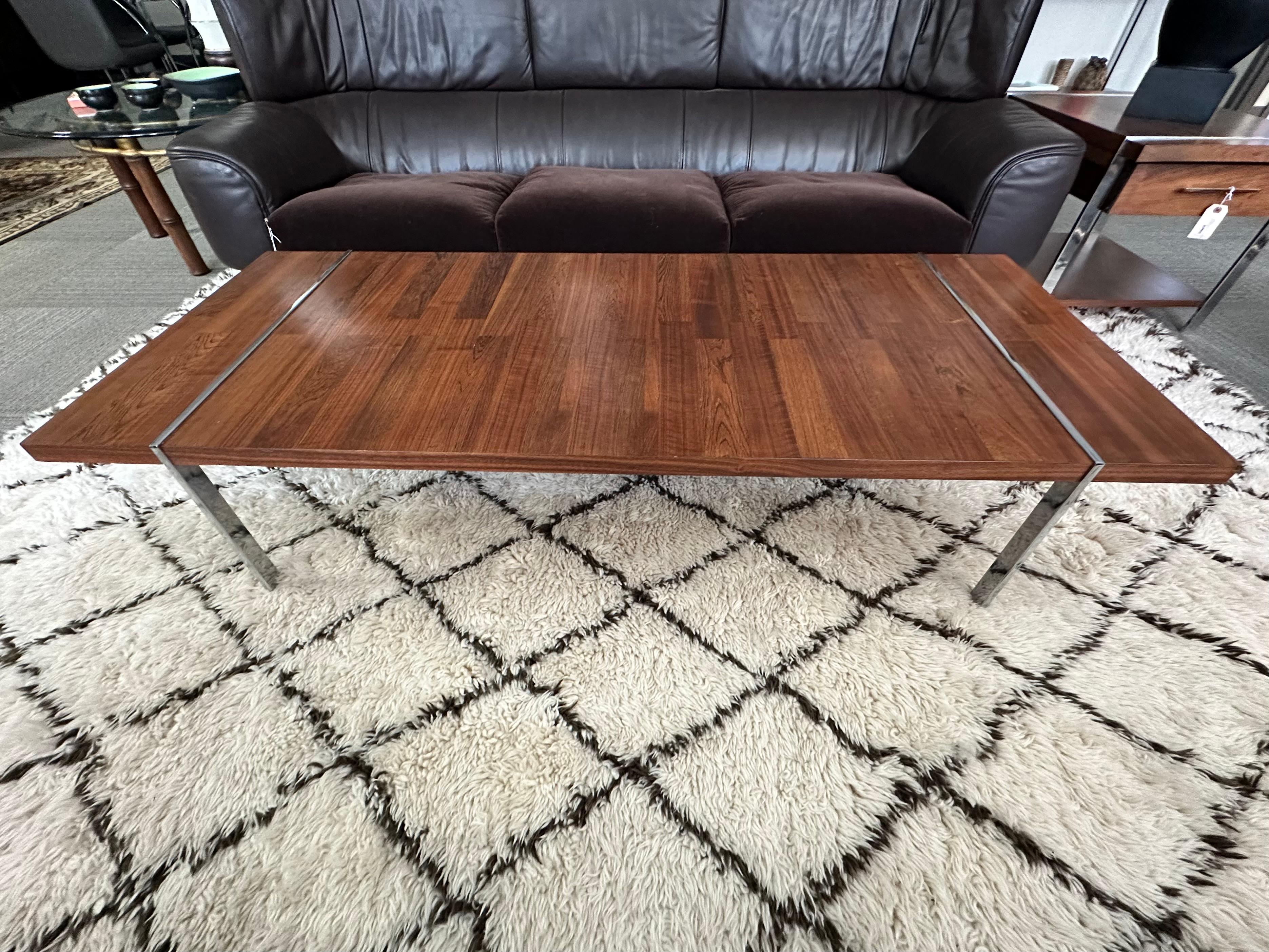 Lane Furniture Walnut, Rosewood, and Chrome Coffee or Cocktail Table For Sale 5