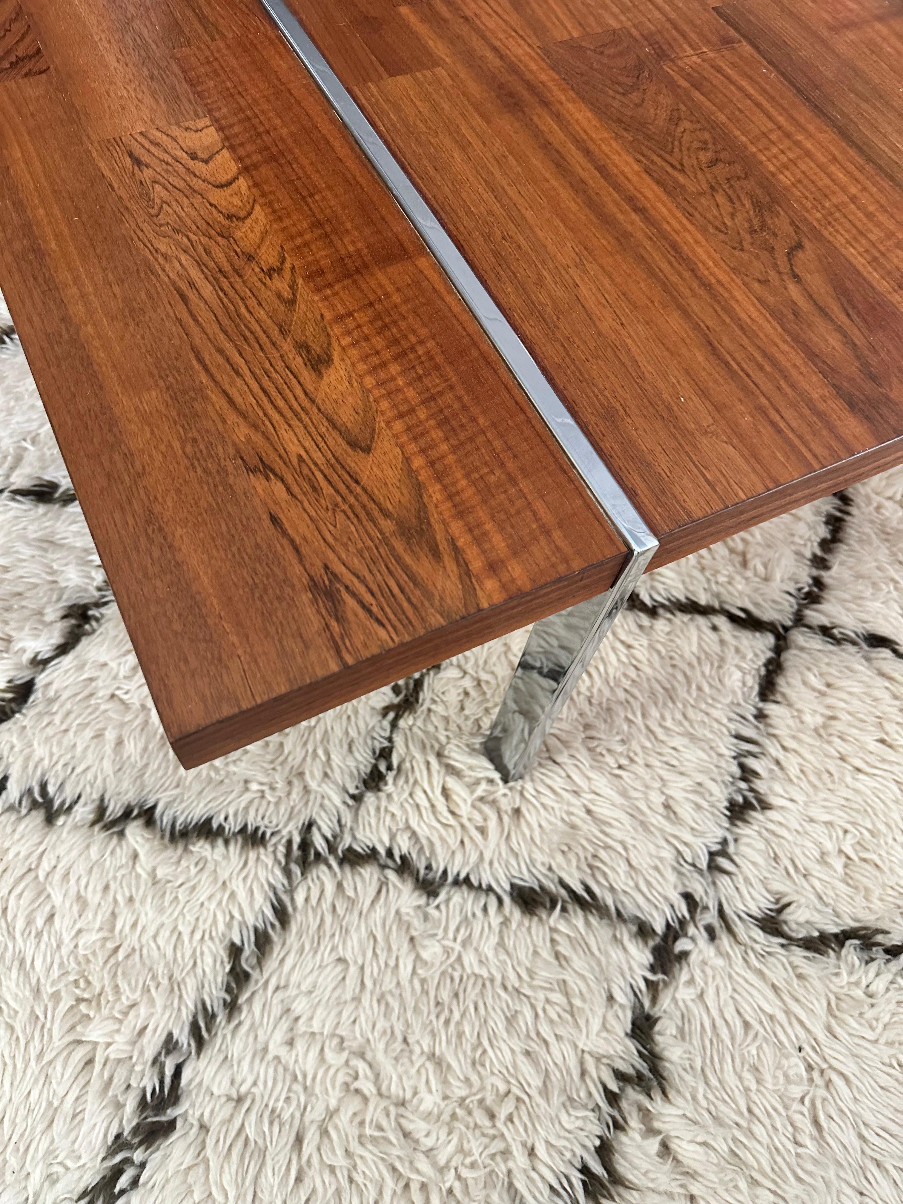 Lane Furniture Walnut, Rosewood, and Chrome Coffee or Cocktail Table For Sale 6