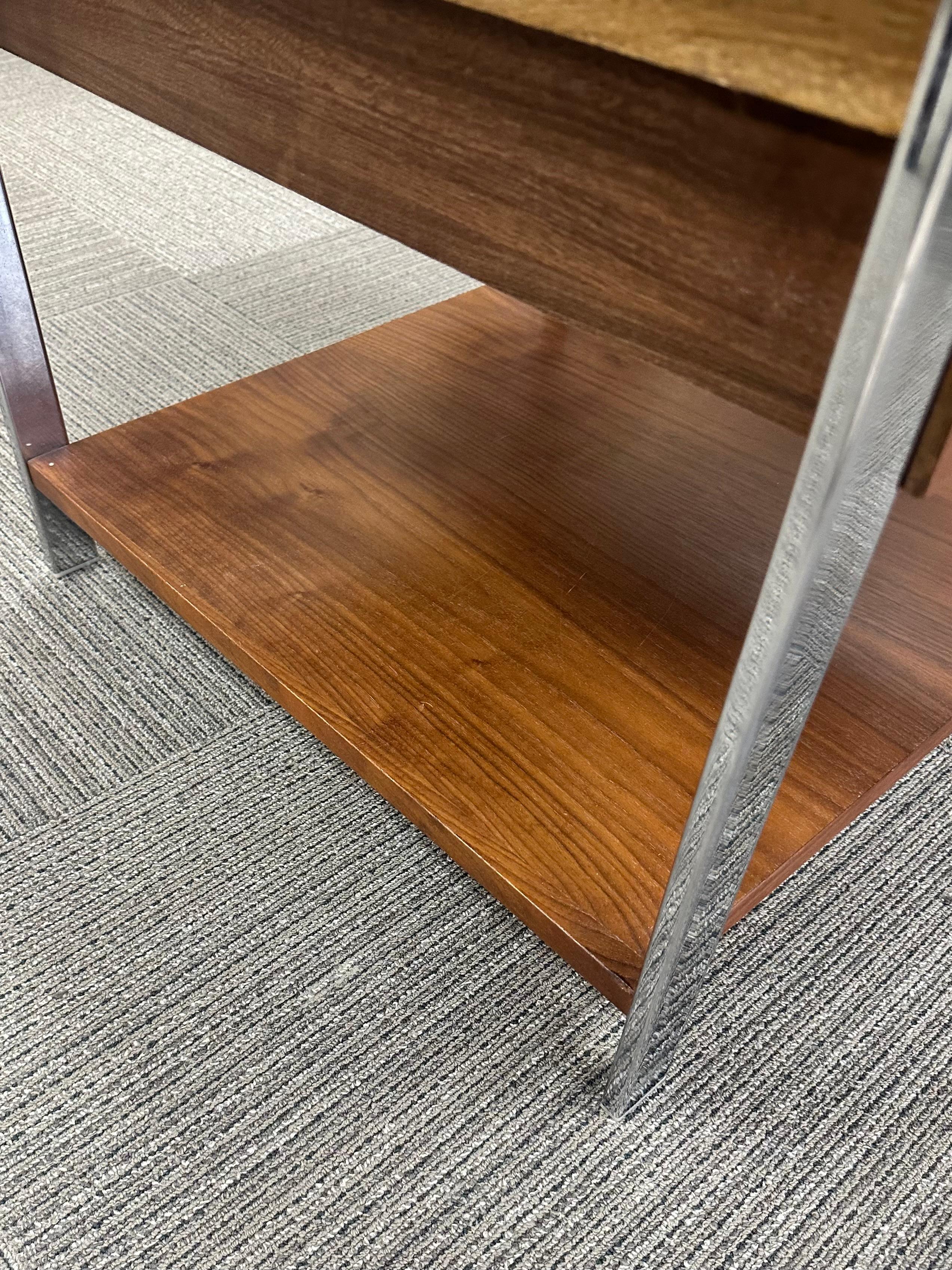 Lane Furniture Walnut, Rosewood, and Chrome End Table For Sale 3