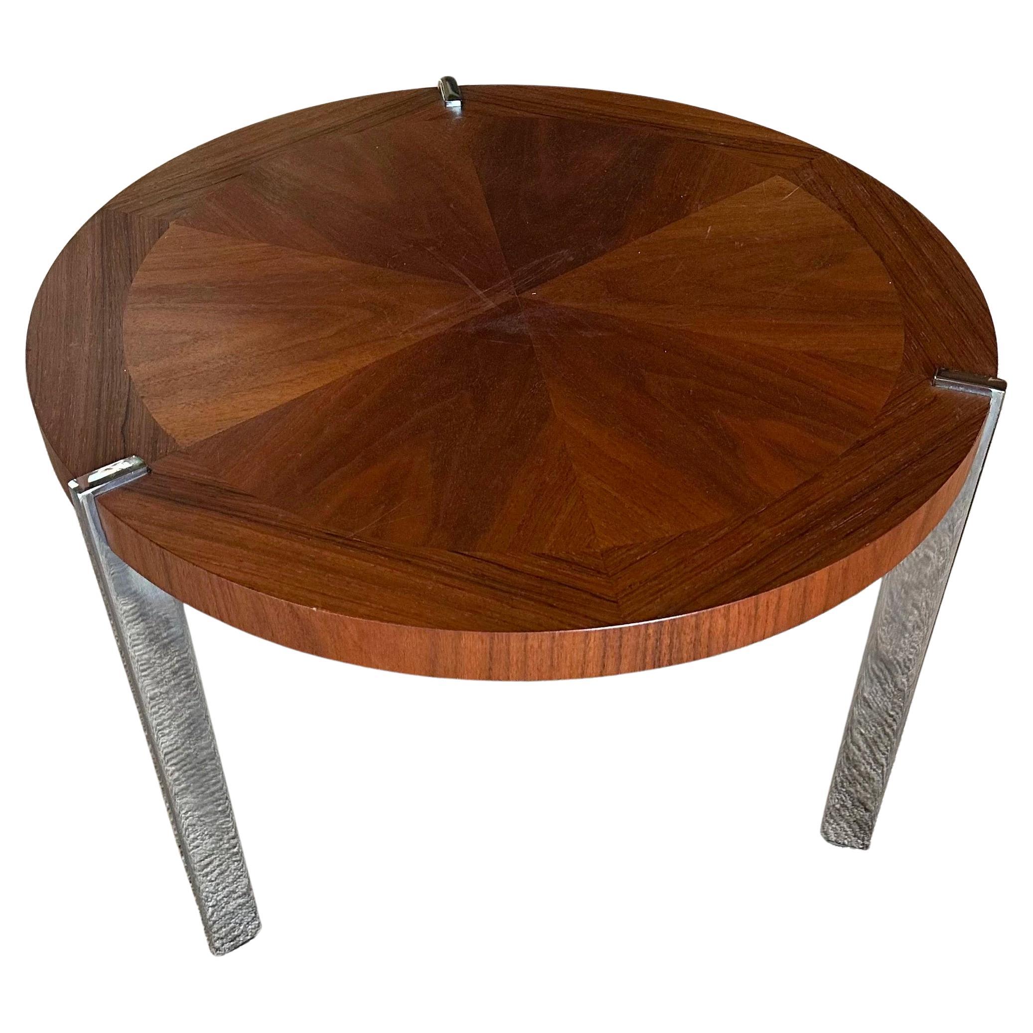 Lane Furniture Walnut, Rosewood, and Chrome Side Table For Sale