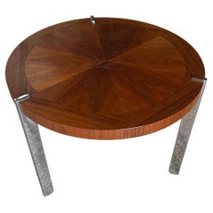 Lane Furniture Walnut, Rosewood, and Chrome Side Table