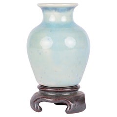 Vaso in ceramica canadese Studio Pottery di Lane Gordon Thorlaksson con supporto