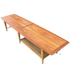 Lane MCM Walnut & Cane 1-Drawer Coffee Table