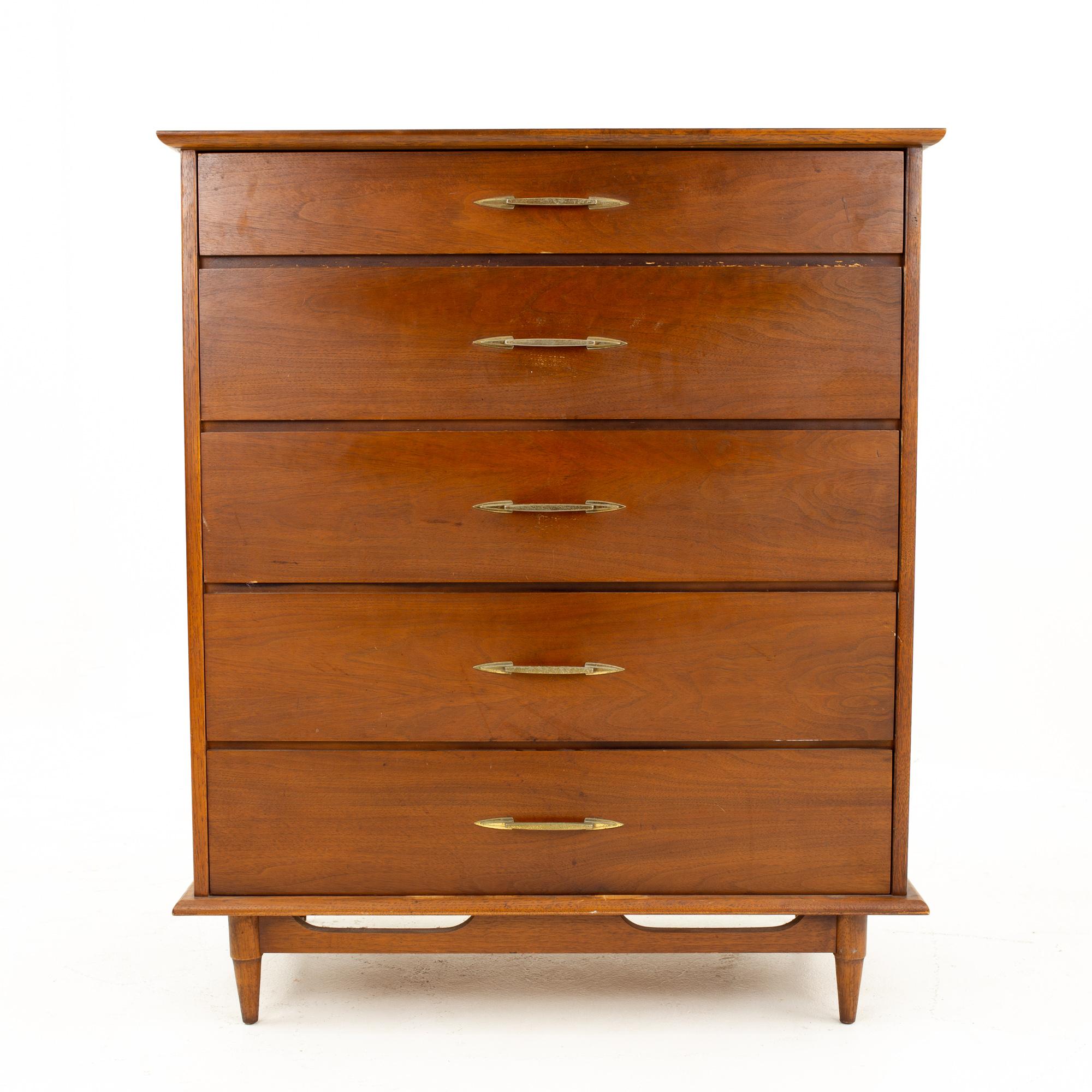 Lane Mid Century 5-drawer highboy dresser

Dresser measures: 38 wide x 19.5 deep x 45 high

This price includes getting this piece in what we call restored vintage condition. That means the piece is permanently fixed upon purchase so it’s free of