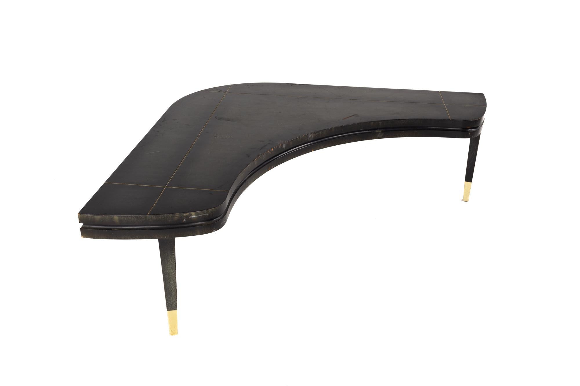 Mid-Century Modern Lane Mid-Century Brass Accent Boomerang Corner Table For Sale