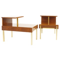 Lane Mid-Century Brass Accent Side Tables, a Pair