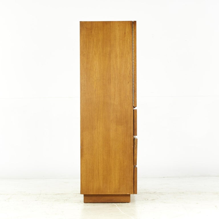 Lane Mid Century Burlwood Armoire For Sale at 1stDibs