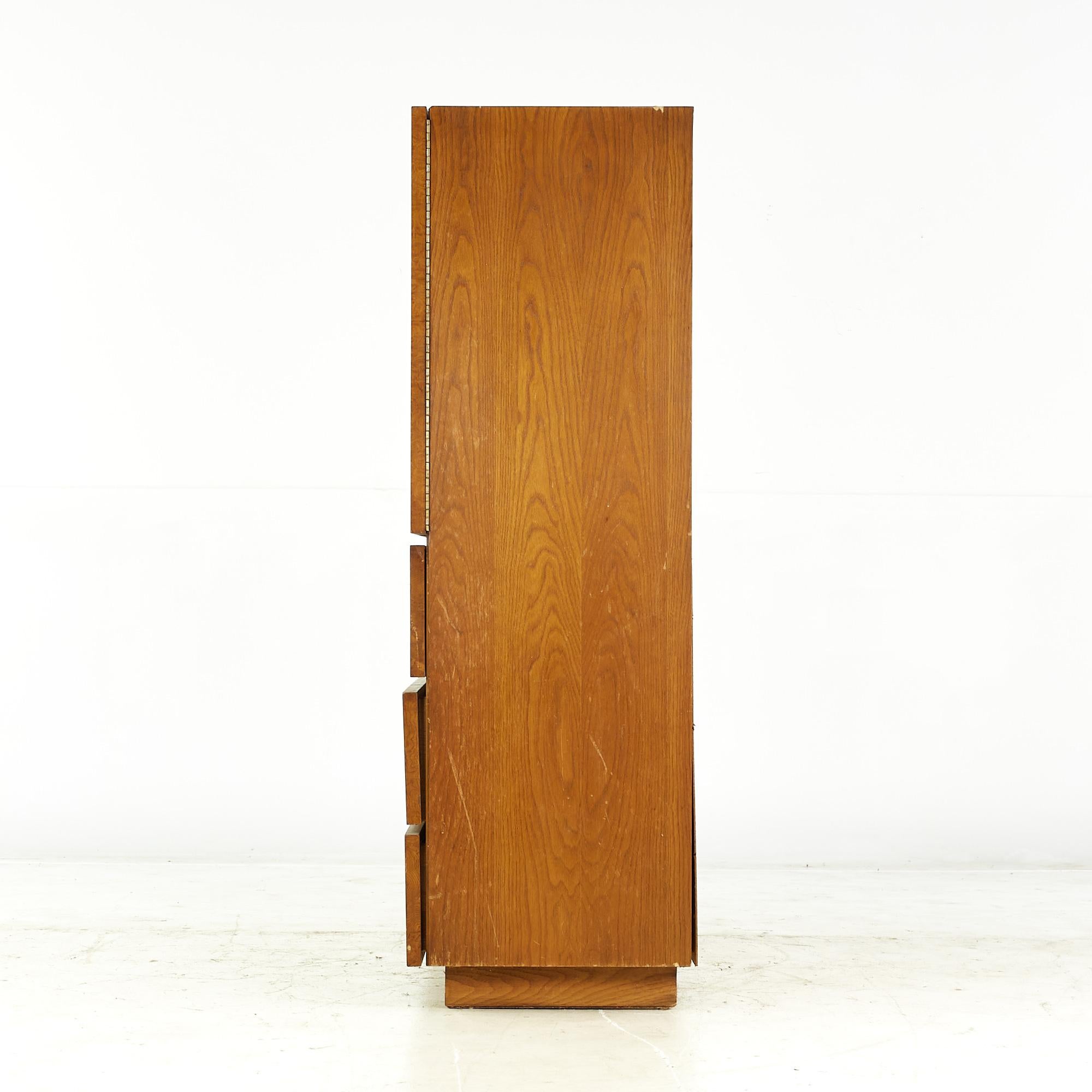Lane Mid Century Burlwood Armoire In Good Condition For Sale In Countryside, IL