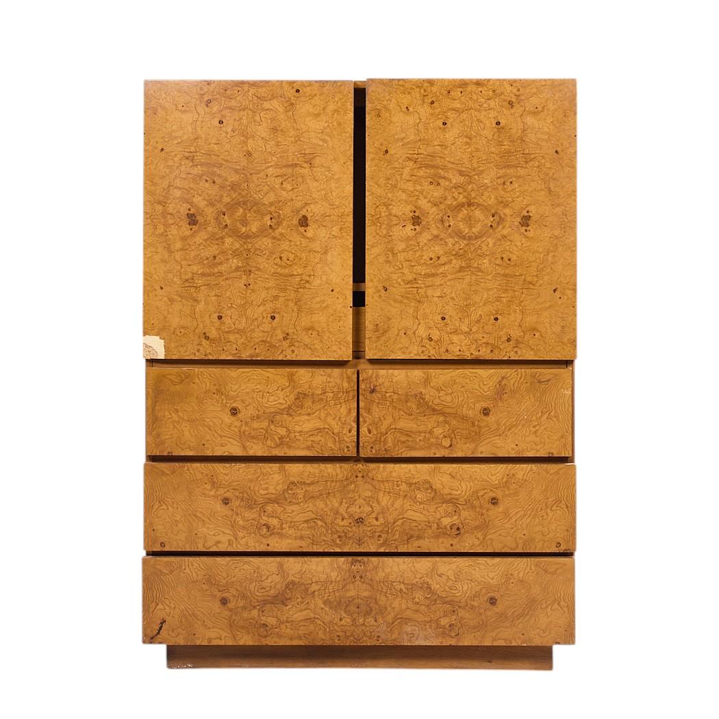 Lane Mid Century Burlwood Armoire Highboy Dresser

This armoire measures: 42.25 wide x 18 deep x 58 inches high

All pieces of furniture can be had in what we call restored vintage condition. That means the piece is restored upon purchase so it’s