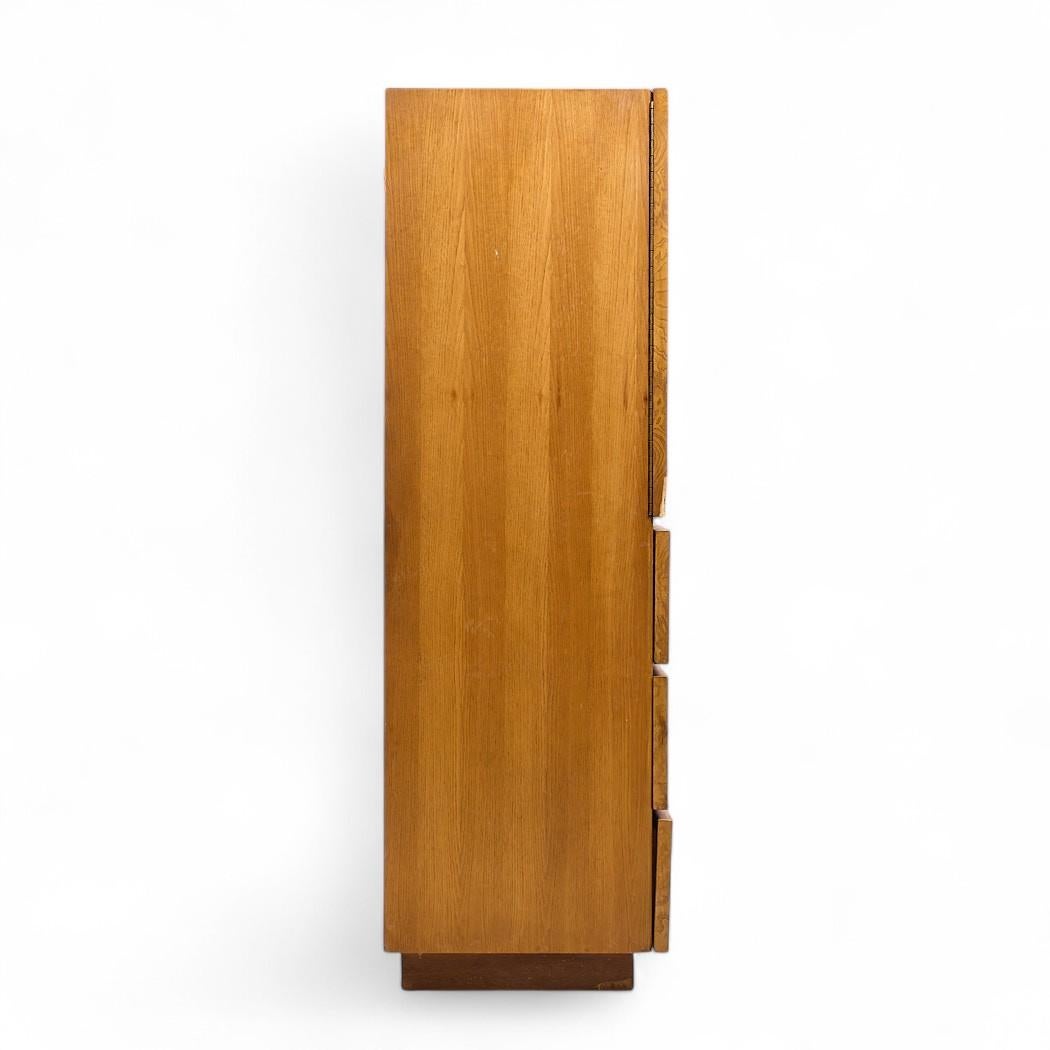 American Lane Mid Century Burlwood Armoire Highboy Dresser For Sale