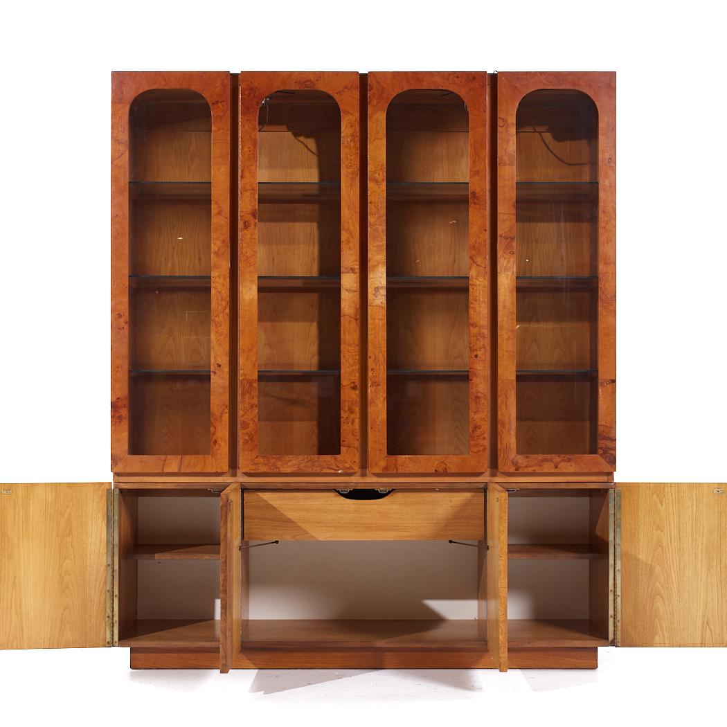 American Lane Mid Century Burlwood Credenza and Hutch For Sale