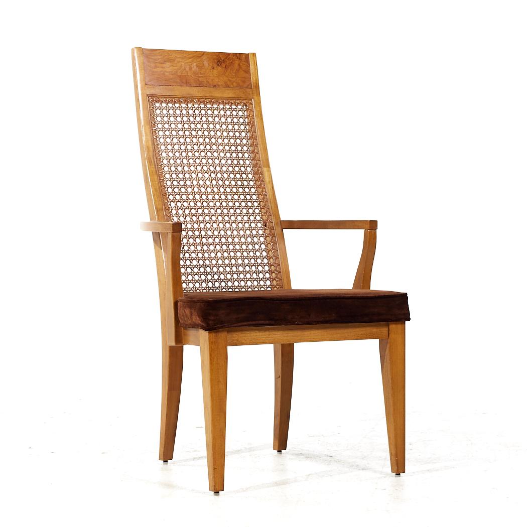 Lane Mid Century Burlwood Dining Chairs - Set of 8 For Sale 4