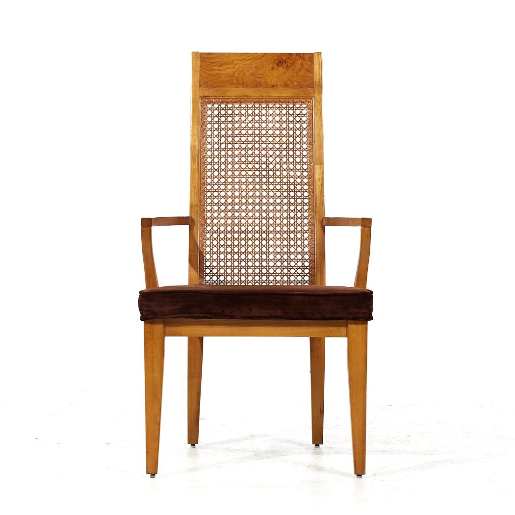 Lane Mid Century Burlwood Dining Chairs - Set of 8 For Sale 5