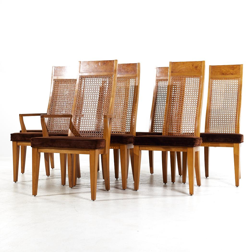 Mid-Century Modern Lane Mid Century Burlwood Dining Chairs - Set of 8 For Sale
