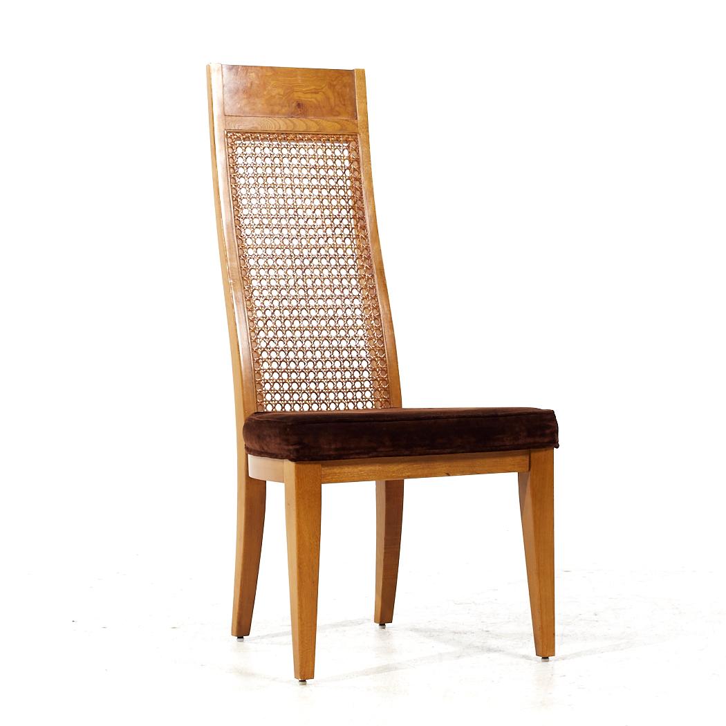 American Lane Mid Century Burlwood Dining Chairs - Set of 8 For Sale