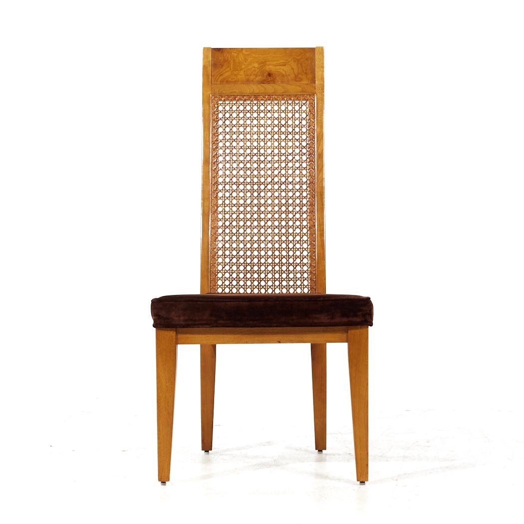 Lane Mid Century Burlwood Dining Chairs - Set of 8 In Good Condition For Sale In Countryside, IL