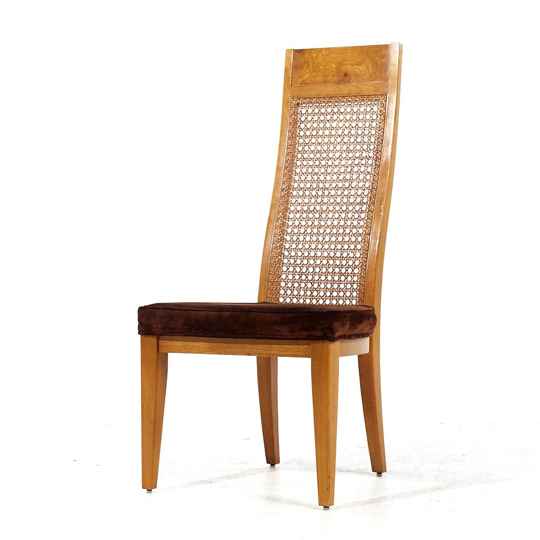 Late 20th Century Lane Mid Century Burlwood Dining Chairs - Set of 8 For Sale