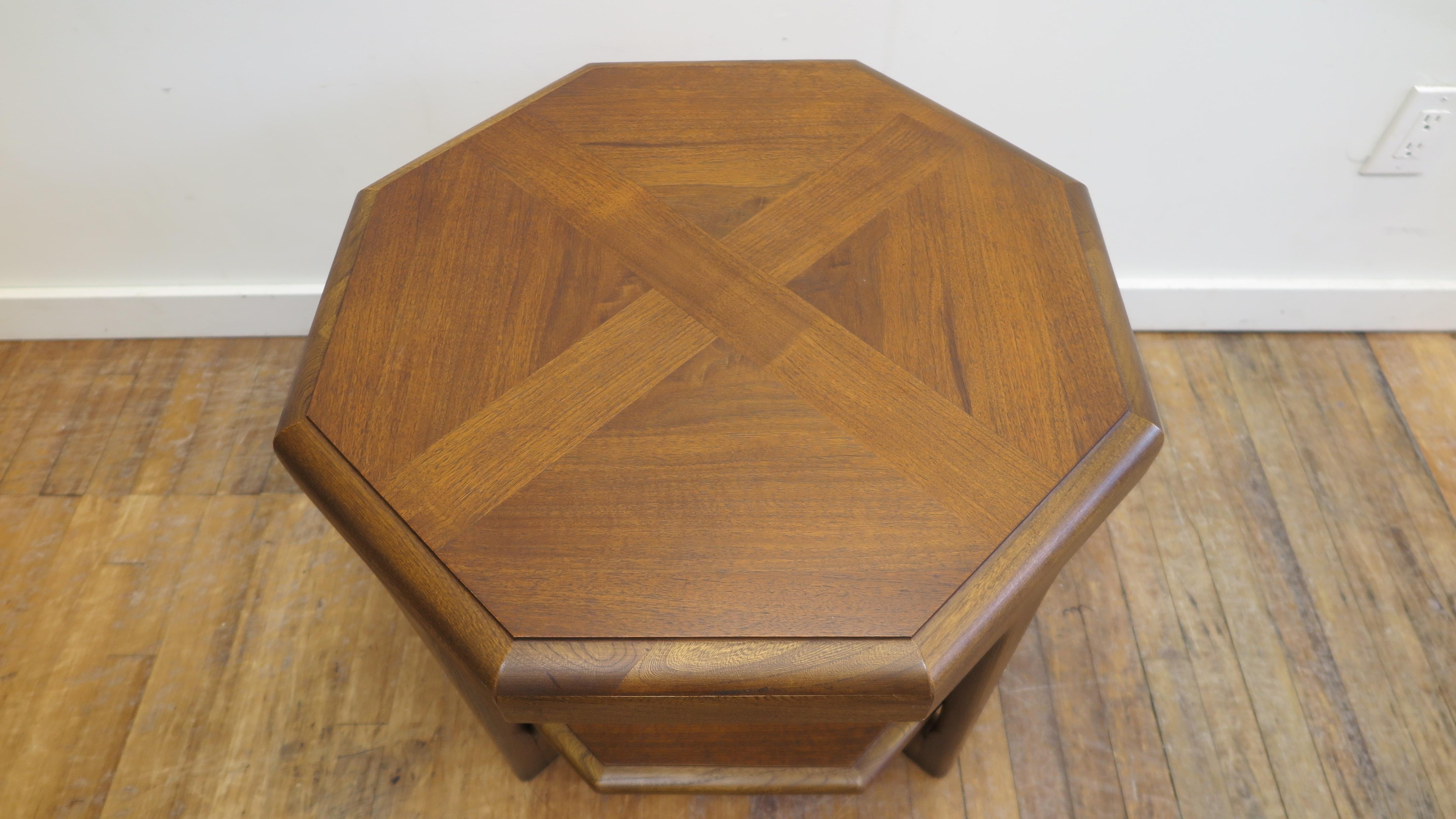 American Lane Mid-Century Modern Hexagon Side Table