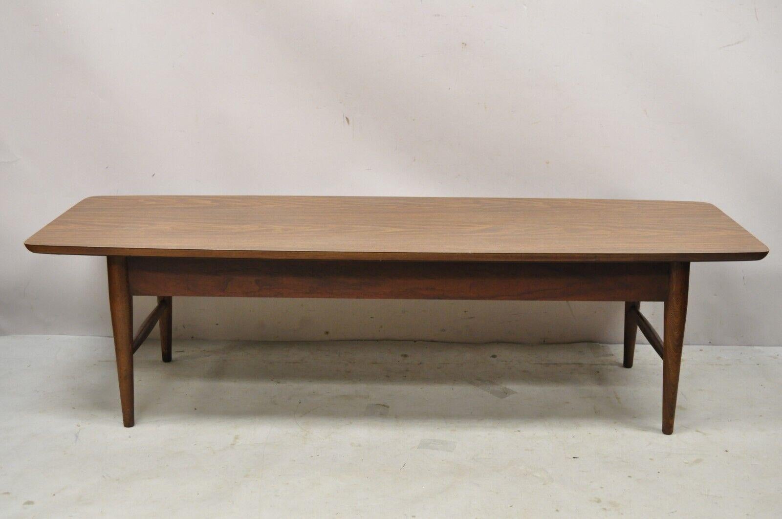 Lane Mid-Century Modern Surfboard Laminate Top Coffee Table with Drawer 4