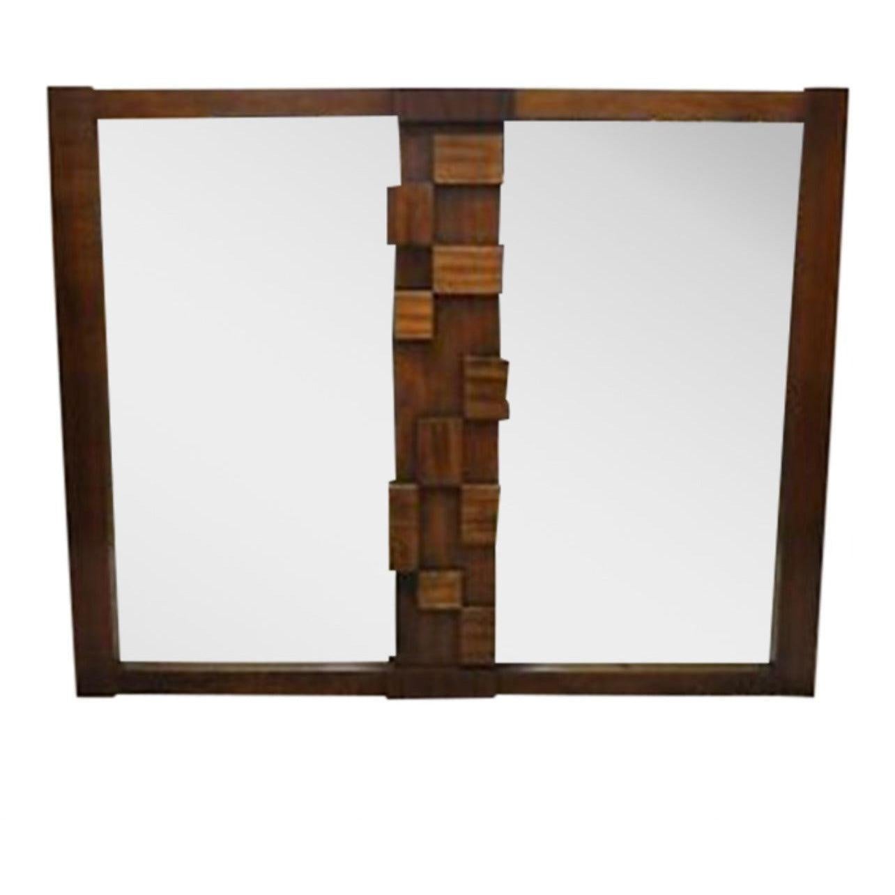 Lane Mid Century Modern Brutalist Cubist Block Rectangular Wood Frame 52