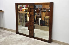Lane Mid Century Modern Brutalist Cubist Block Rectangular Wood Frame 52" Mirror