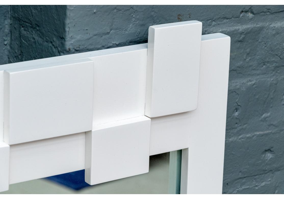 American Lane Mid-Century Modern Custom White Finished Walnut Wall Mirrors For Sale