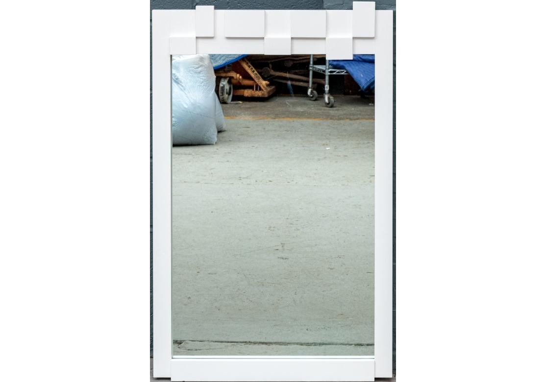 Lane Mid-Century Modern Custom White Finished Walnut Wall Mirrors For Sale 3