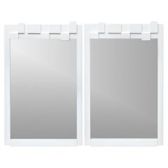 Lane Mid-Century Modern Custom White Finished Walnut Wall Mirrors
