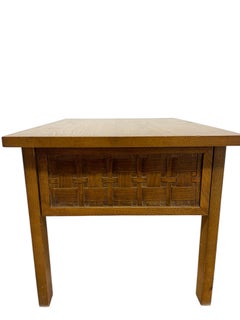 Lane Mid-Century Modern End Table with Basketweave Drawer Front