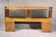 Lane Mid-Century Modern Rosewood and Walnut King Size Headboard with Lighting