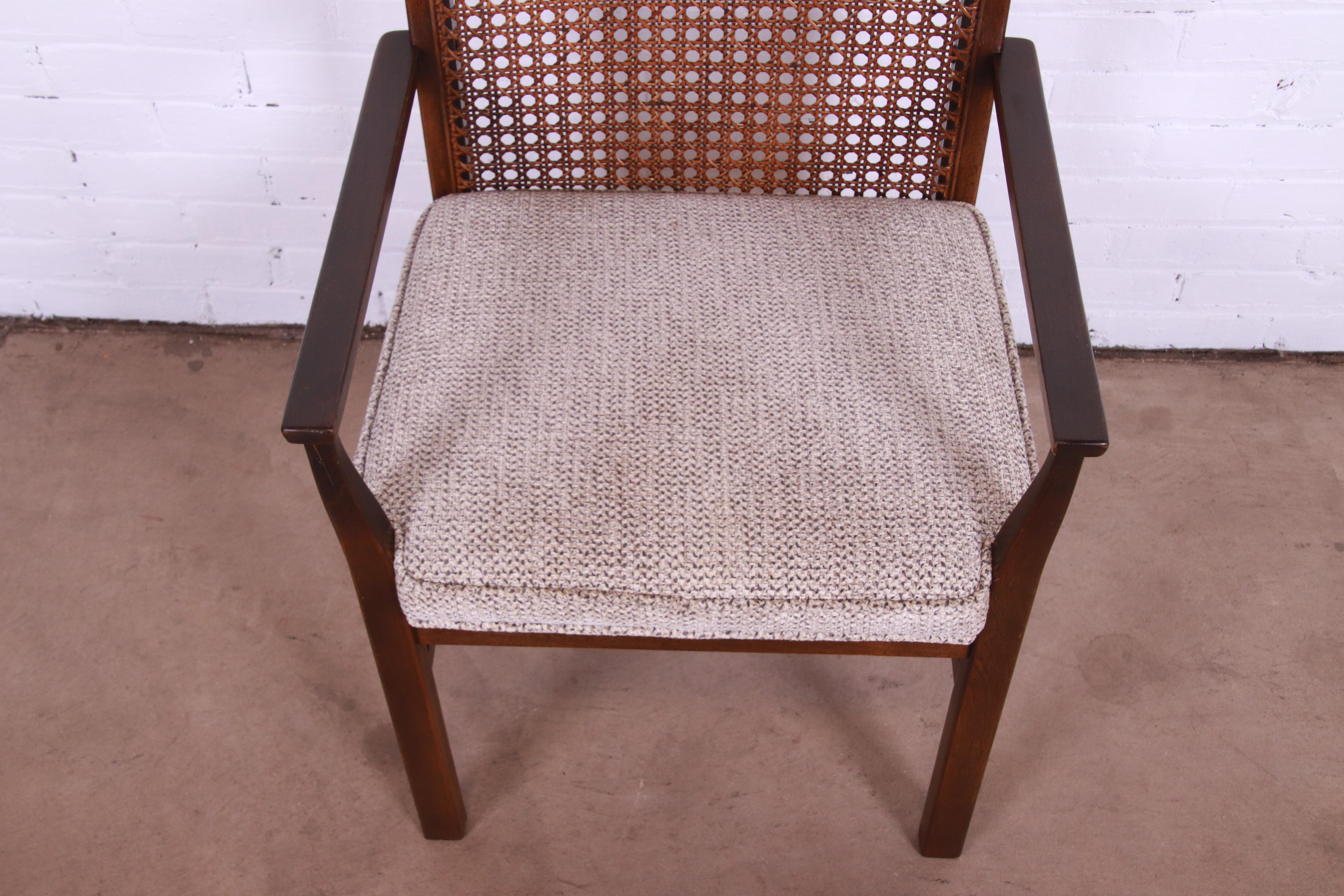 Lane Mid-Century Modern Walnut and Cane Dining Chairs, Set of Six 10
