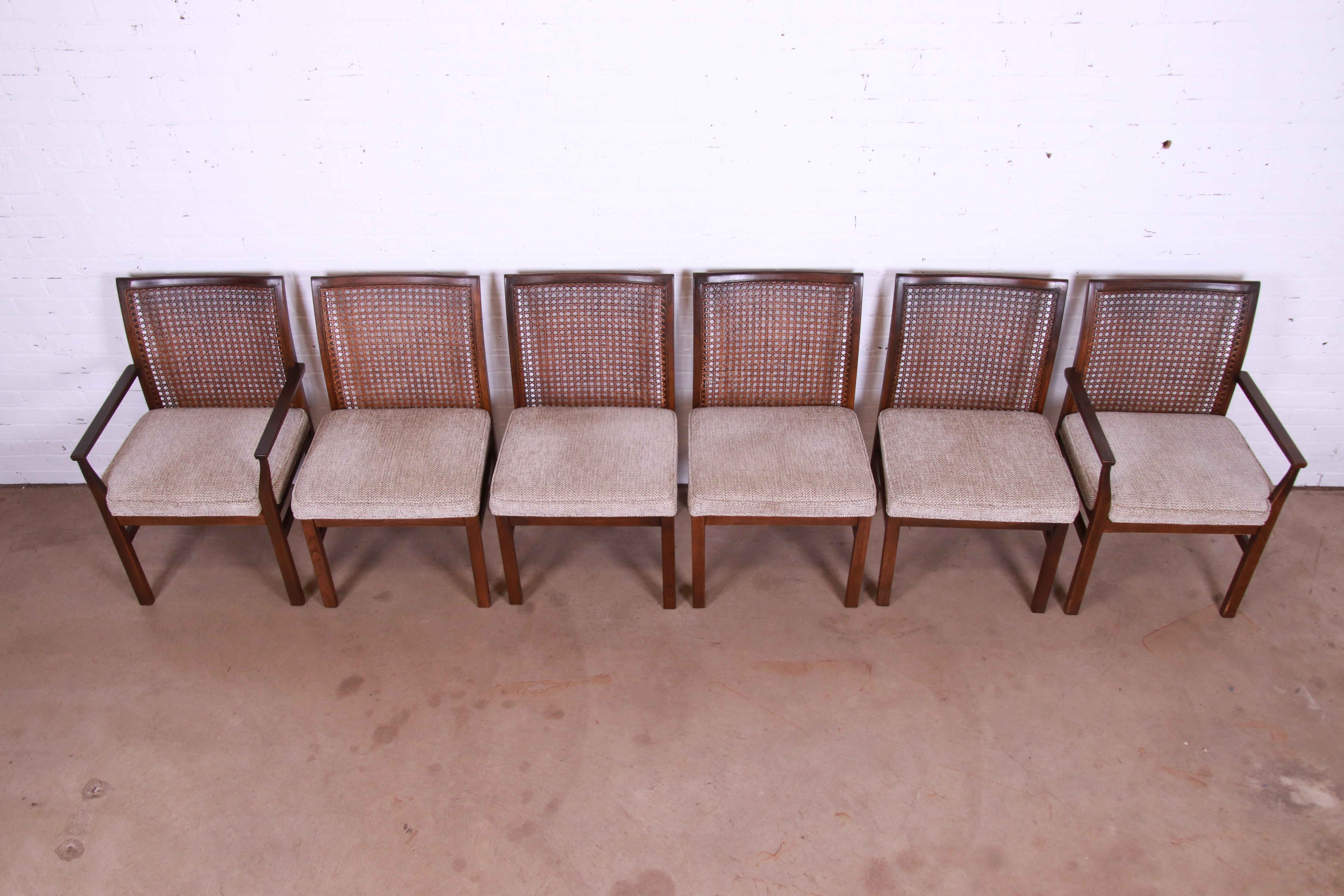 Lane Mid-Century Modern Walnut and Cane Dining Chairs, Set of Six 2