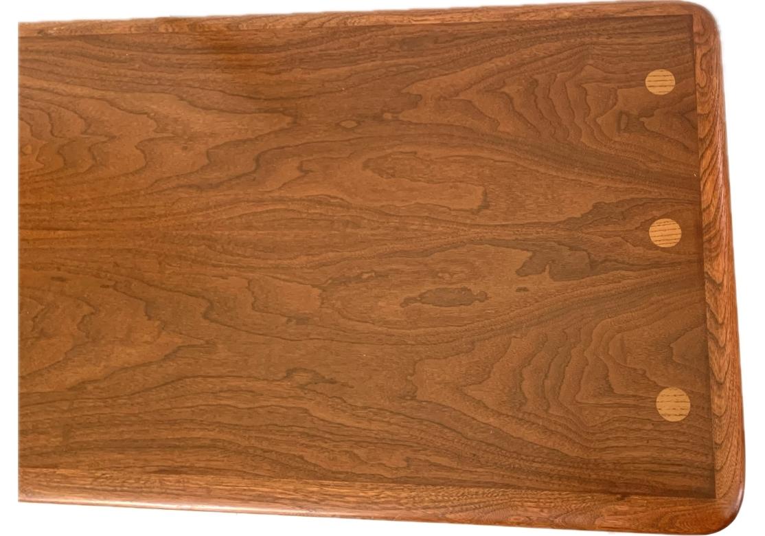 Lane Mid Century Modern Walnut Cross Banded Cocktail Table With Inlaid Dots For Sale 9