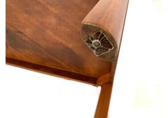 Lane Mid Century Modern Walnut Cross Banded Cocktail Table With Inlaid Dots