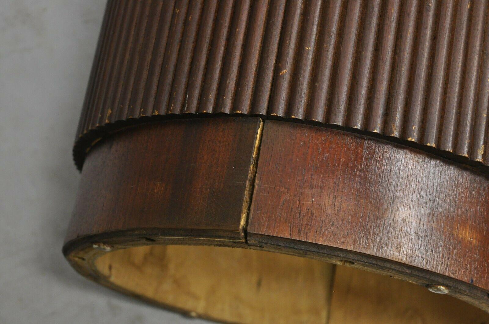 Lane Mid-Century Modern Walnut Round Black Laminate Top Drum Side Table 2