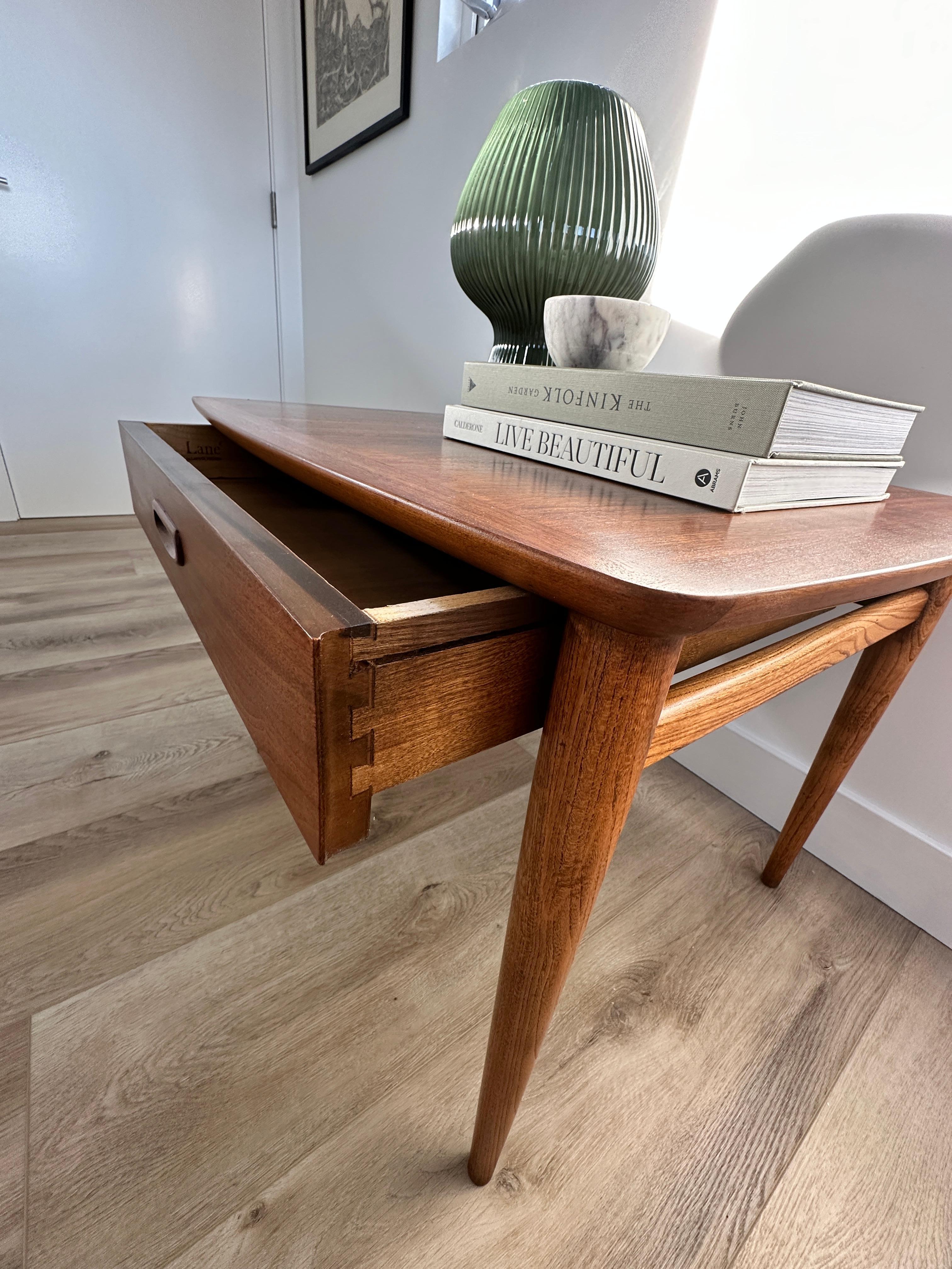 Mid-Century Modern Lane Mid century nightstand with single drawer in walnut