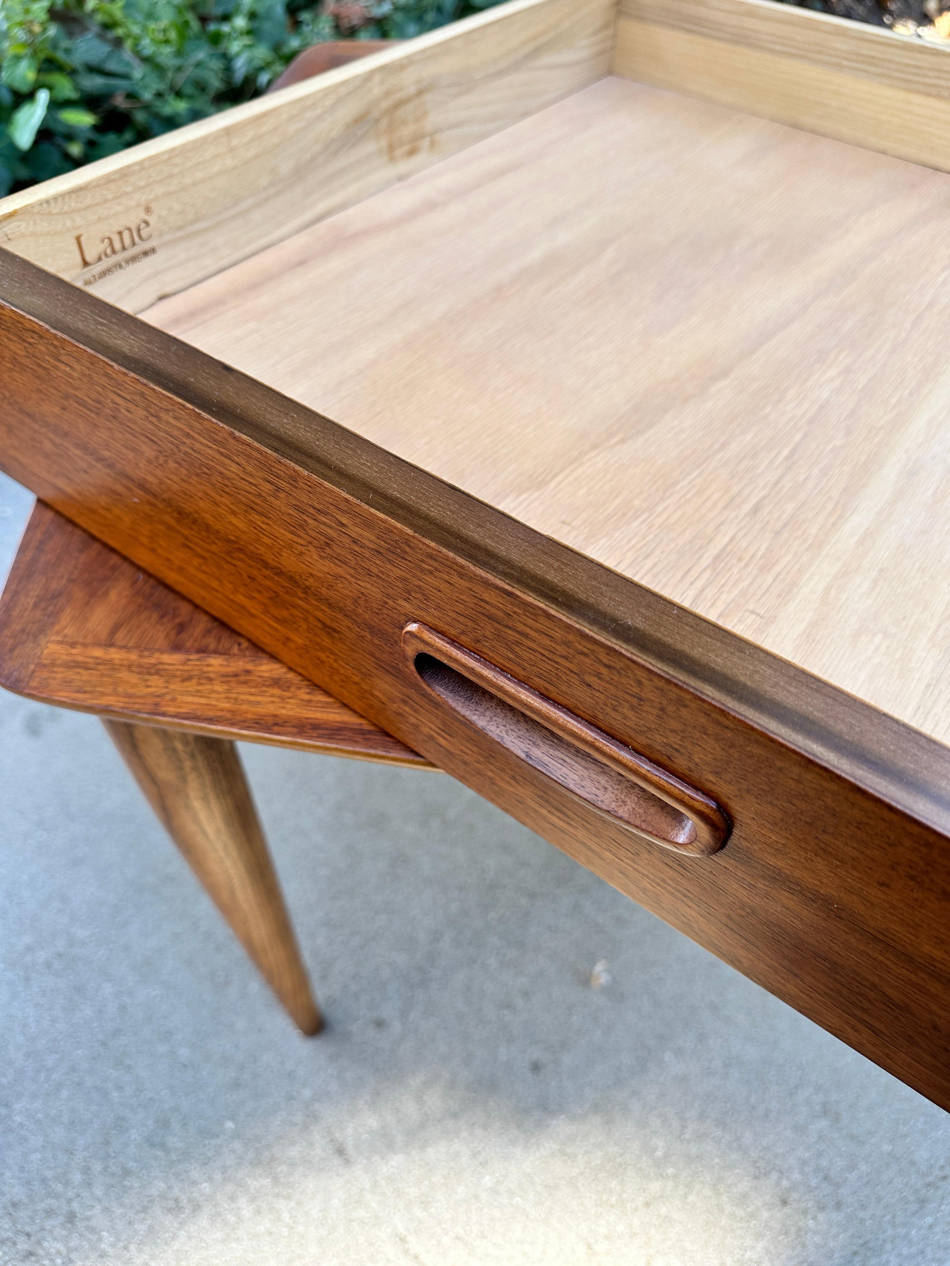Veneer Lane Mid century nightstand with single drawer in walnut