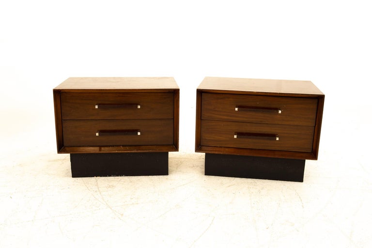 Lane Mid Century Rosewood Nightstand Pair For Sale At 1stdibs