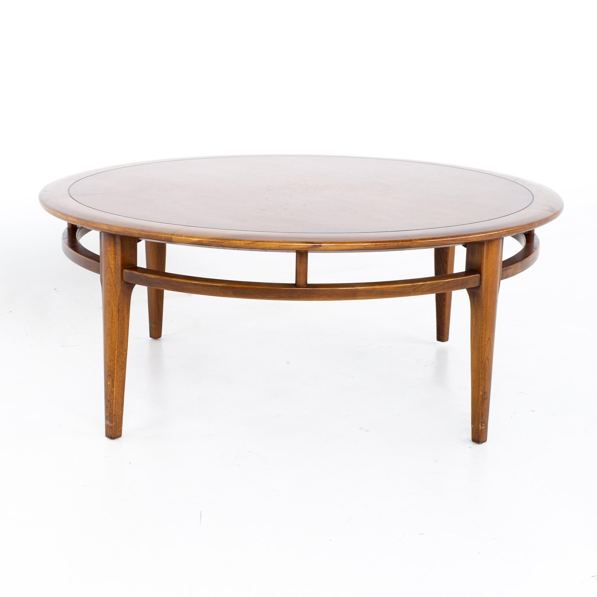 Mid-Century Modern Lane Mid Century Round Oak and Walnut Coffee Table