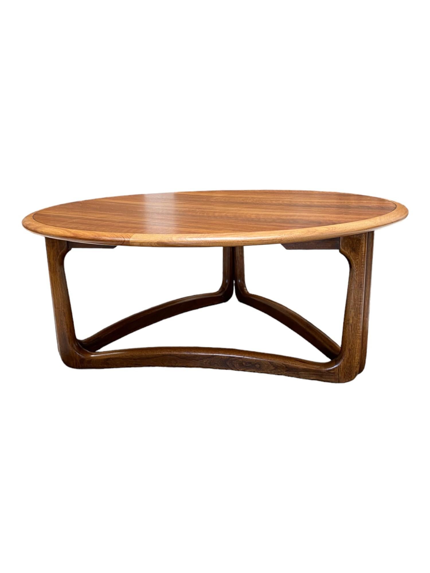 Lane Mid-Century Round Walnut Coffee Table 