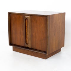 Lane Mid Century Walnut and Burlwood Nightstand