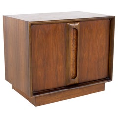 Lane Mid Century Walnut and Burlwood Nightstand