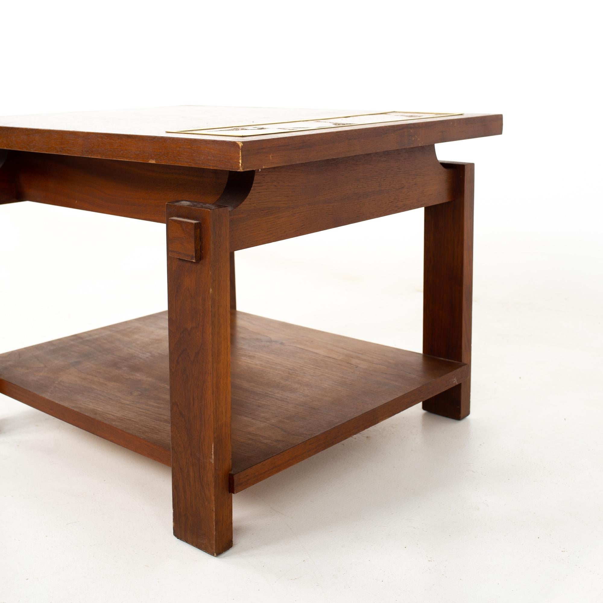 Mid-Century Modern Lane Mid Century Walnut and Live Edge Mid Century Side End Table For Sale