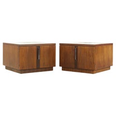 Vintage Lane Midcentury Walnut Cabinet End Tables – Pair