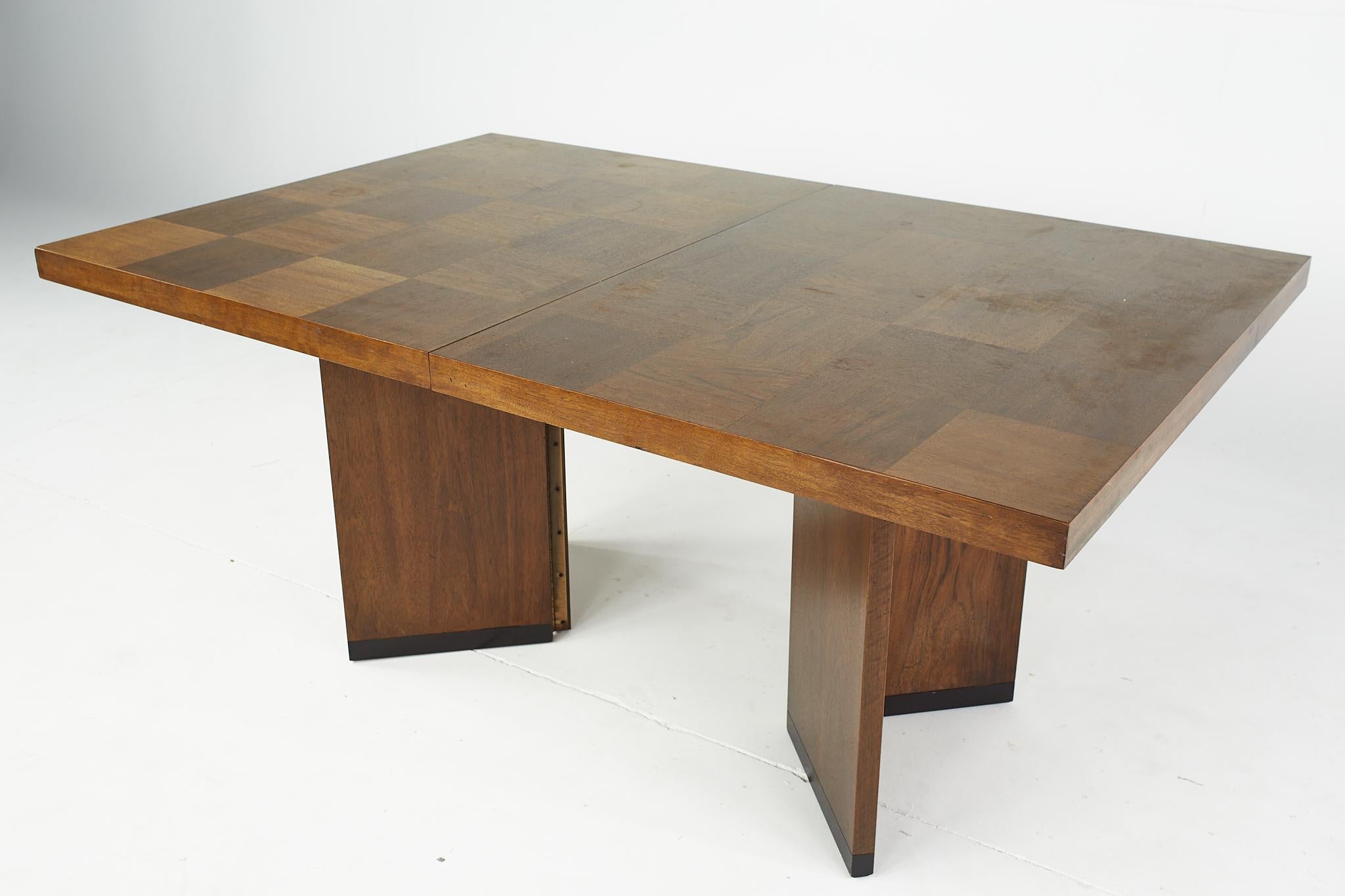 Parquetry Lane Mid Century Walnut Parquet Expanding Dining Table