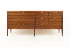 Lane Mid Century Walnut Tuxedo Bow Tie Sideboard Credenza