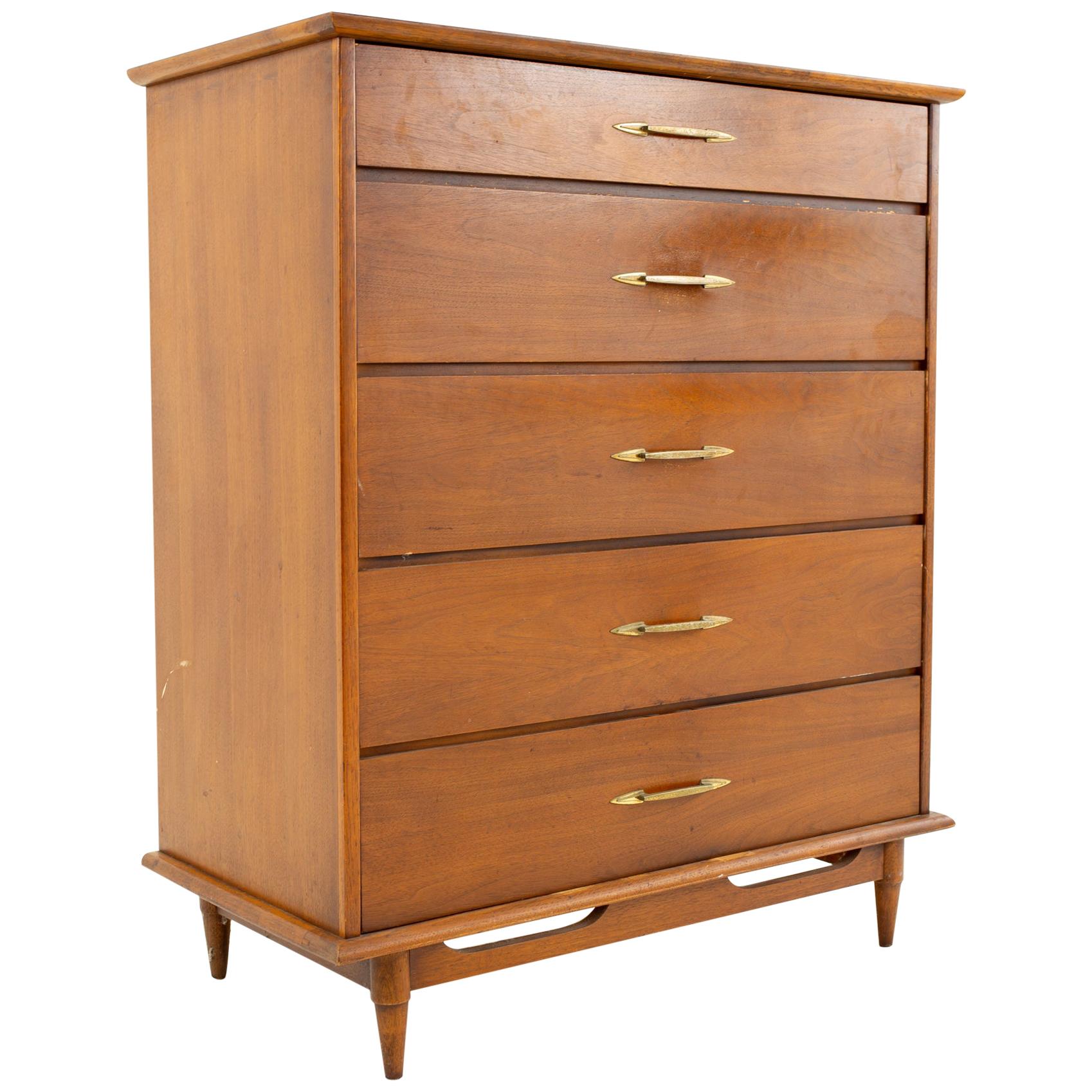 Lane Mid Century 5Drawer Highboy Dresser at 1stDibs