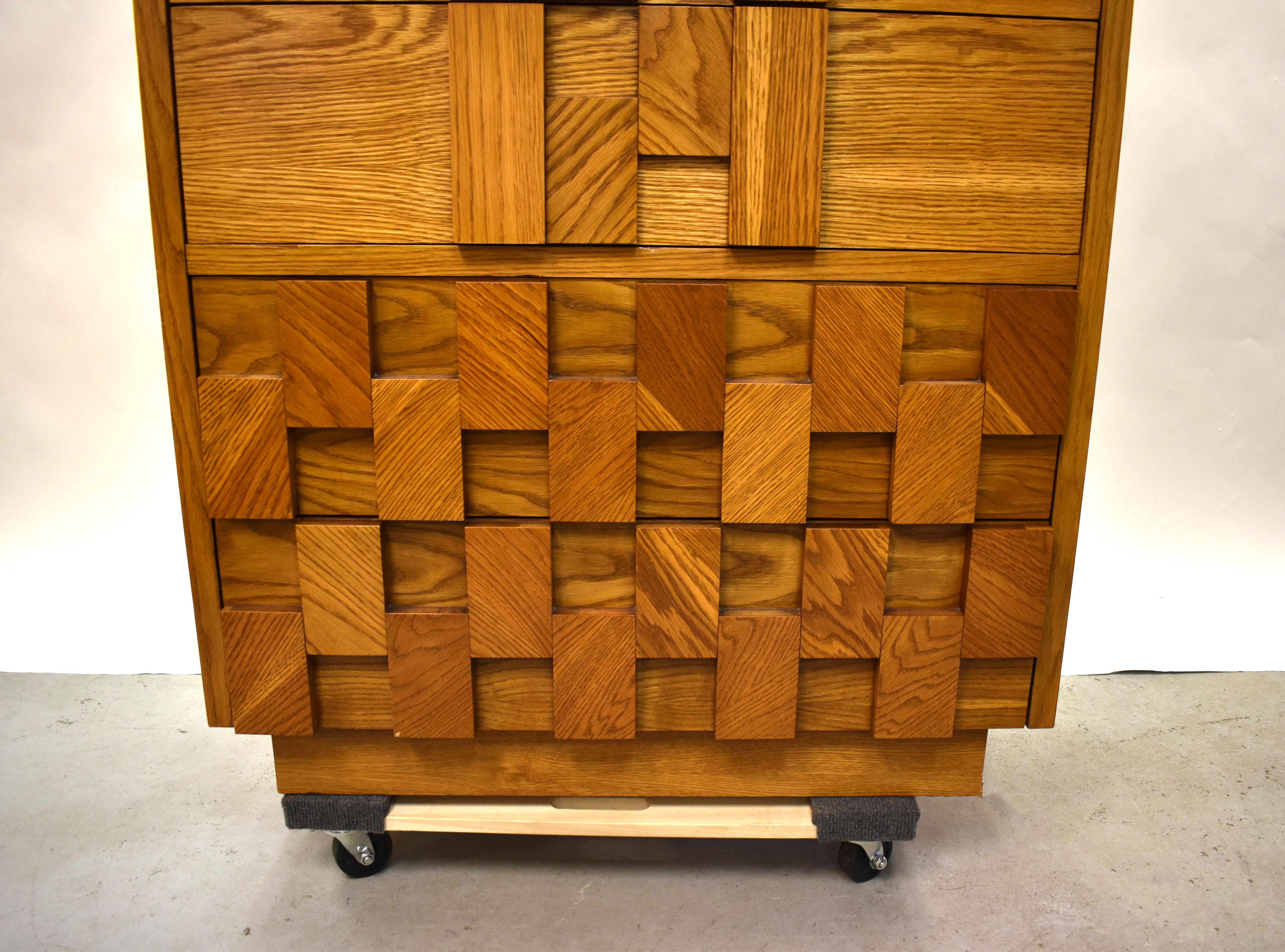 American Lane Mosaic Brutalist Style Tall Chest