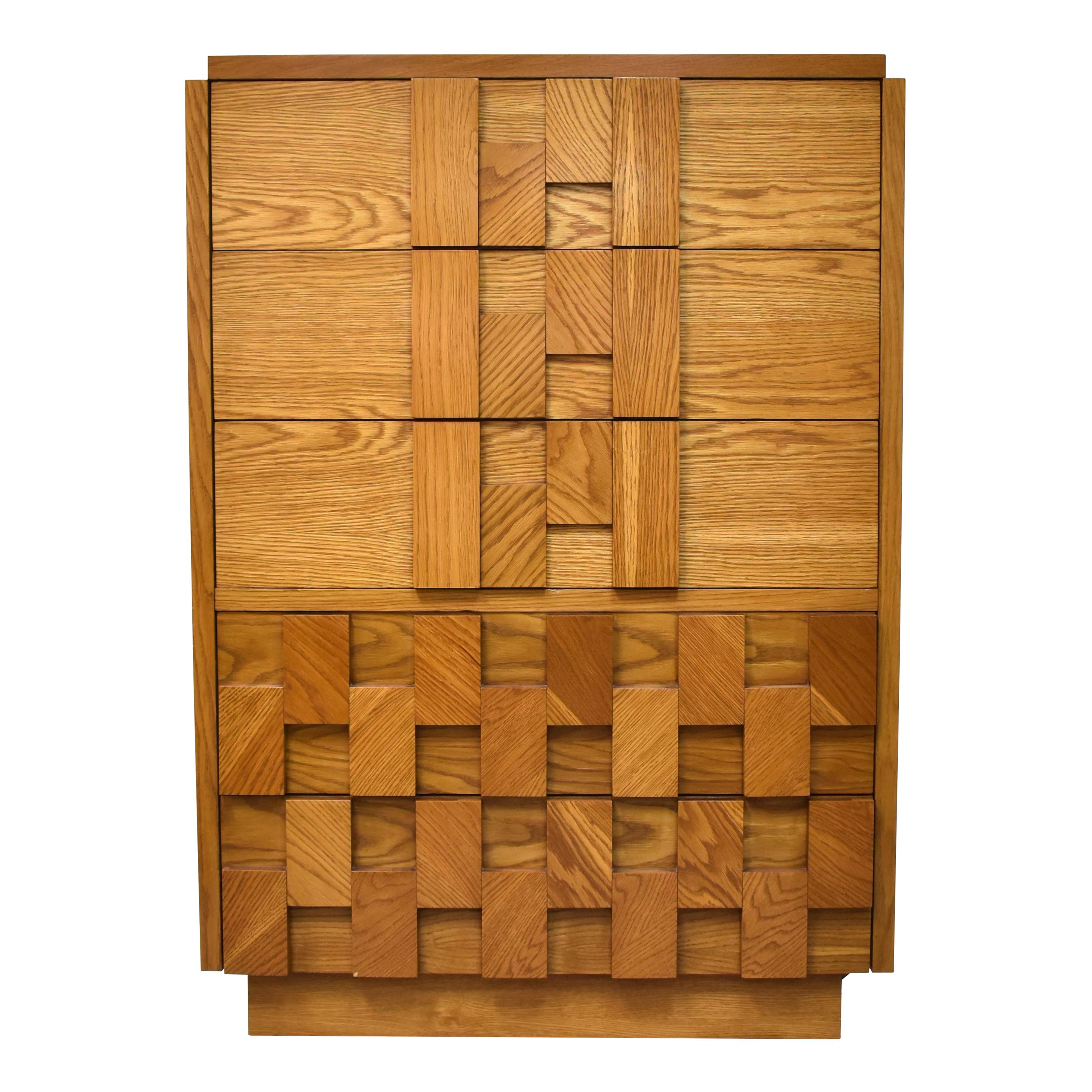 Lane Mosaic Brutalist Style Tall Chest